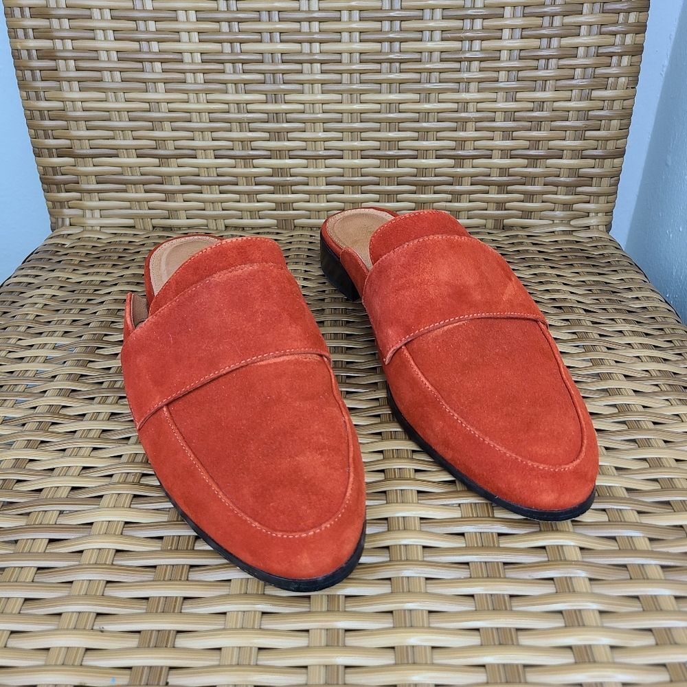 Halogen Shoes Slide-On Mules Suede Leather Burnt Orange Size 8.5